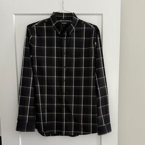 Express Men's Dark Plaid Button Down Shirt​​